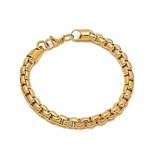 Steeltime 18k over Steel Gold Men's Box Chain Bracelet